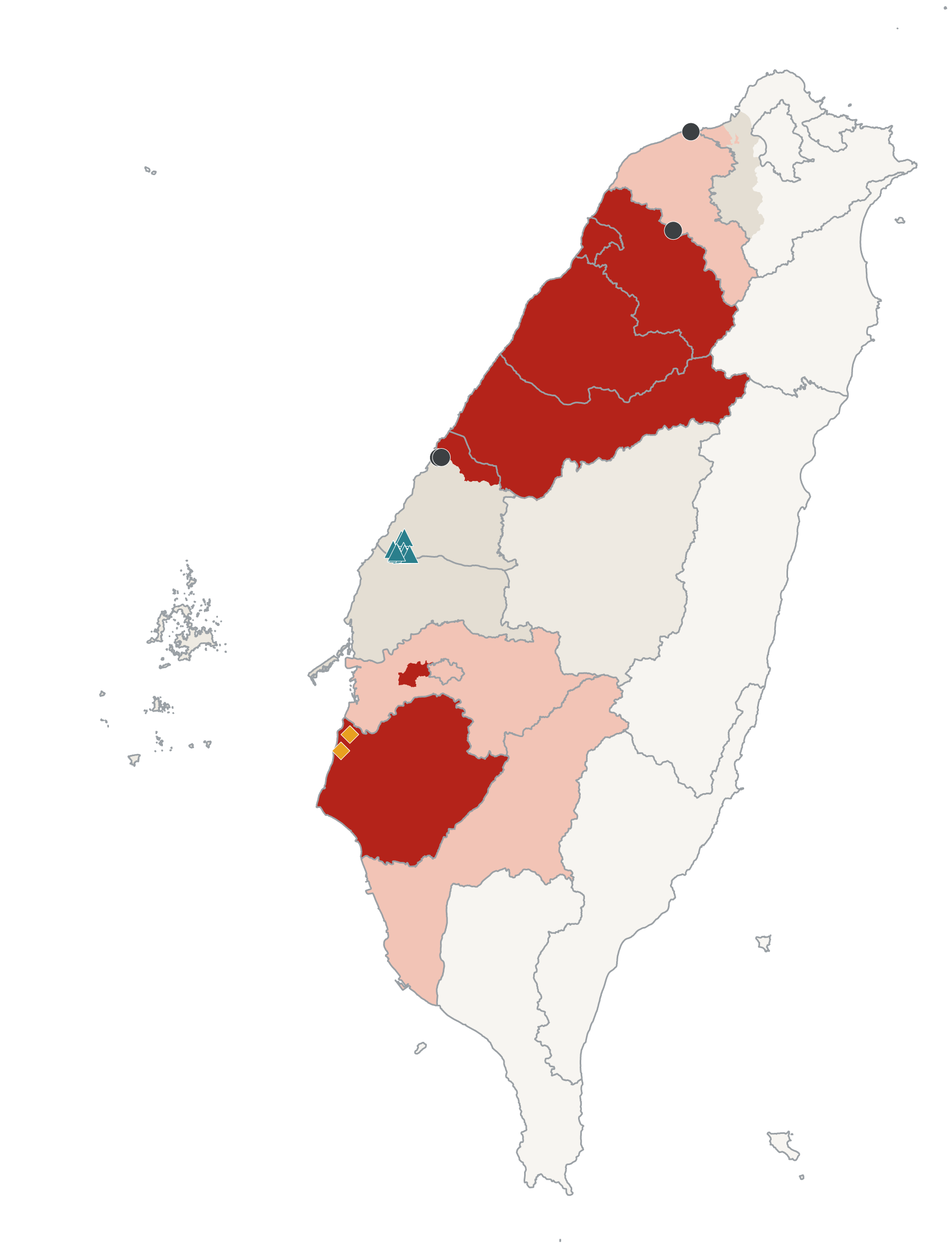 Drought risk hazard map for the domestic electric power supply industry under SSP1-2.6 in 2040
